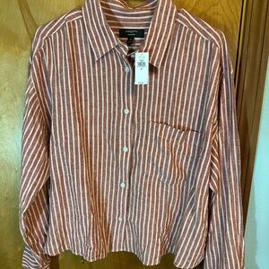 Banana Republic Brown and Pink Striped linen Tunic